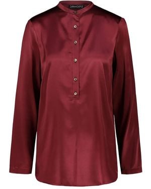 DR. HOPE Mandarin-Collar Silk Top - Red