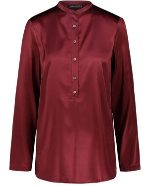 DR. HOPE Mandarin-Collar Silk Top - Red