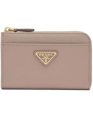 Prada Triangle-Logo Keyring - Natural