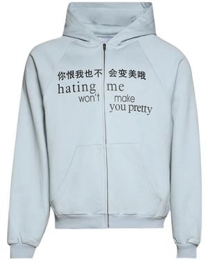 PRAYING Zip-Up Raglan-Sleeve Hoodie - Blue