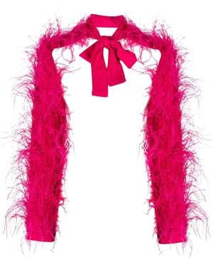 Cult Gaia Tie-Neck Long-Sleeved Feather Jacket - Pink