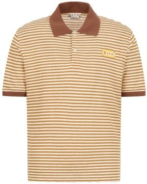 Marni Gestreiftes Poloshirt Mit Kontrastdetails - Natur