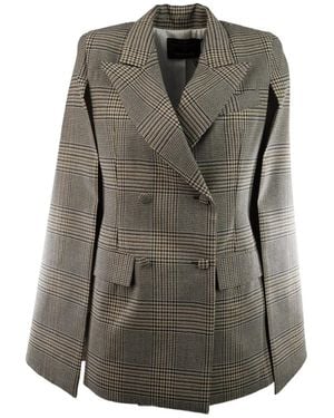 Federica Bonifaci Prince Of Wales Check Double-Breasted Jacket - Grey