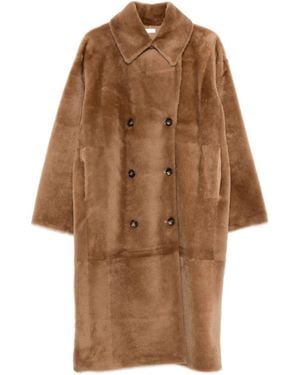 UTZON Clark Shearling Double-Breasted Coat - Brown