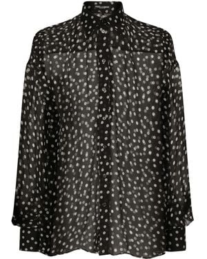 Dolce & Gabbana Polka-Dot Sheer Chiffon Shirt - Black
