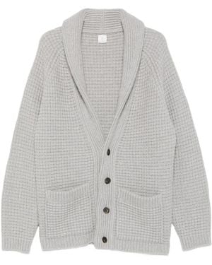 Eleventy Waffle-Knit Shawl-Collar Cardigan - Grey