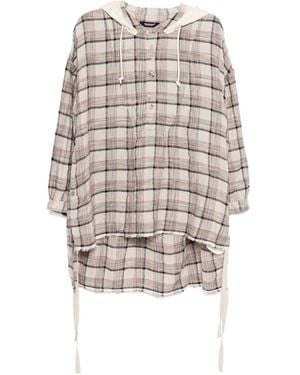 Undercover Checked Hoodie - White