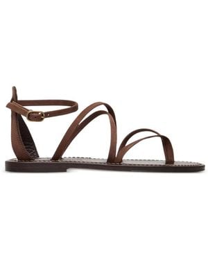 K. Jacques Epicure Multi-Strap Leather Flat Sandals - Brown
