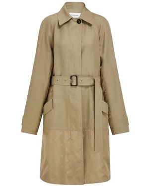 Ferragamo Duster Coat With Satin Inserts - Natural
