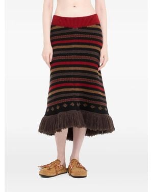Alanui Fringed Midi Skirt - Brown