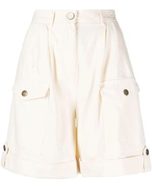Twinset Belted Cotton Cargo Shorts - Natural