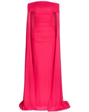 Talbot Runhof Off-Shoulder Maxi Dress - Pink