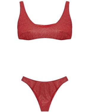 Oséree Lumière Sporty Lurex-Thread Bikini - Red
