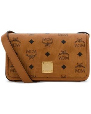 MCM Aren Visetos Cross Body Bag - Brown