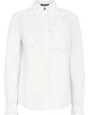Roberto Cavalli Hemd Mit Blumenstickerei - Weiß