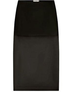 FRAME Back-Slit Midi Skirt - Black