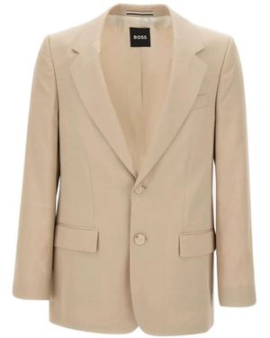 BOSS Blazer En Serge À Simple Boutonnage - Natural