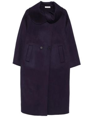 Liviana Conti Oversized-Collar Double-Breasted Coat - Blue