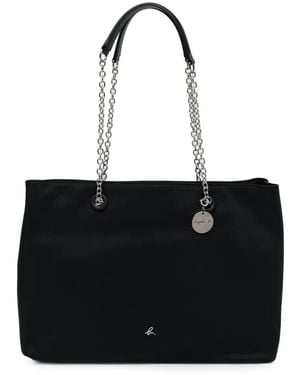 agnès b. Chain-Link Logo-Plaque Tote Bag - Black
