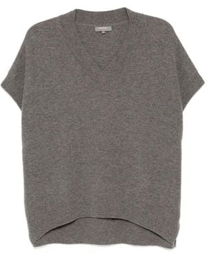 N.Peal Cashmere Honeycomb Sleeveless V-Neck Top - Gray