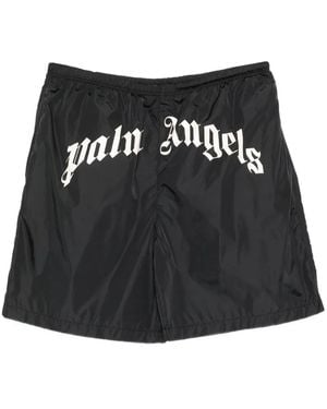Palm Angels Logo-Print Swim Shorts - Black