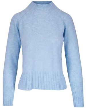 Kinross Cashmere Ribbed-Trim Raglan-Sleeve Sweater - Blue