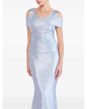 Talbot Runhof Metallic-Effect Draped Gown - Blue