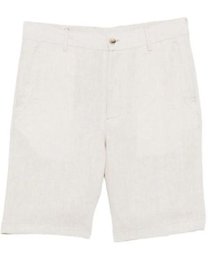 Canali Pantalones Cortos De Lino - Blanco