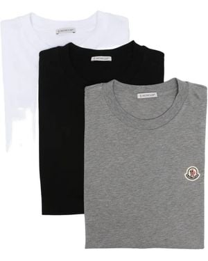 Moncler Logo-Patch T-Shirt (Set Of Three) - Gray