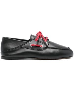 Sandro レザー デッキシューズ - ブラック
