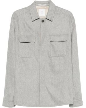 Eleventy Flap-Pockets Buttoned Shirt Jacket - Grey