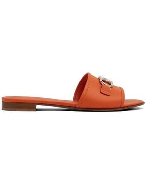 Ferragamo Logo Leather Sandals - Orange