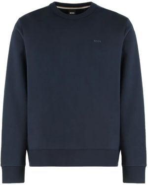 BOSS Logo-embroidered Cotton Sweatshirt - Blue