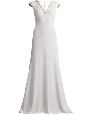 Tadashi Shoji Marcellina Beaded V-Neck Maxi Dress - White