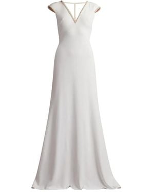 Tadashi Shoji Marcellina Beaded V-Neck Maxi Dress - White