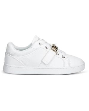 Guess Logo-Embossed Buckle-Detail Sneakers - White