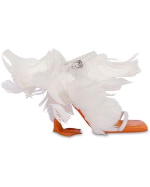 Moschino Feather-Detailing Sandals - White