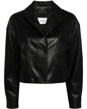 Yves Salomon Cropped Leather Jacket - Black