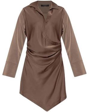 AllSaints Wrap-Effect Shirt Asymmetric Day Dress - Brown