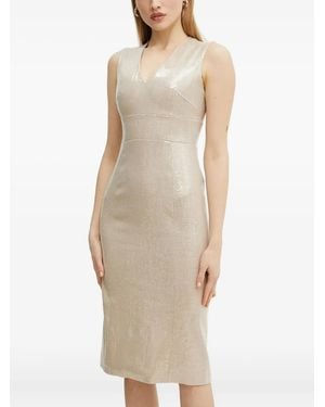 Silvian Heach V-Neck Midi Dress - Natural