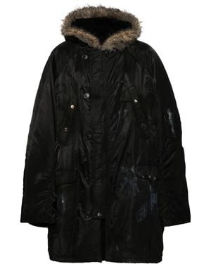 Balenciaga Splatter-paint Parka Coat - Men's - Polyamide/polyester/silk/polylactic Acid (pla)cuprocotton - Black