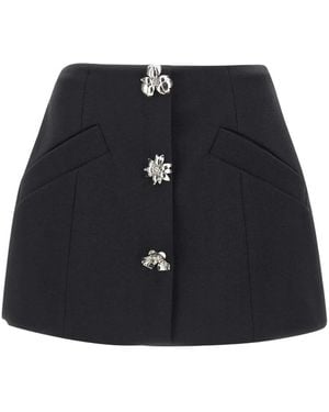 Blumarine Flower-Embellished Mini Skirt - Black