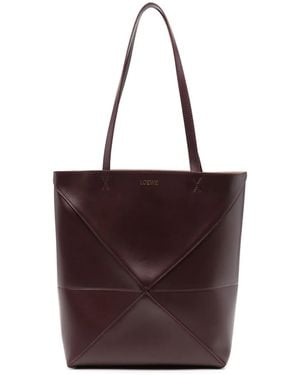 Loewe Borsa Tote Puzzle Fold Media In Pelle - Viola
