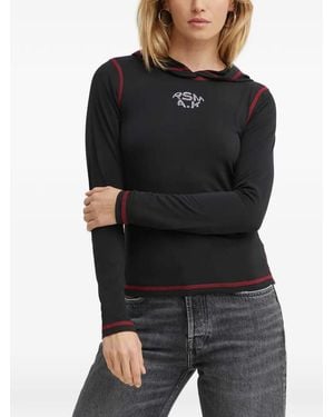 Résumé Hoodie À Coutures Contrastantes Et Ornements De Strass - Noir