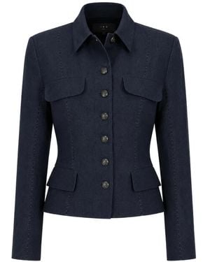 Masnada Cropped Pocket-Detail Jacket - Blue