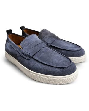 Poche Paris Penny-Slot Suede Loafers - Blue
