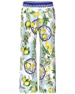Marc Cain Washington Lemon-Print Palazzo Trousers - White