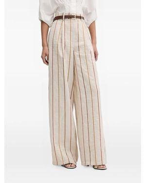 ViCOLO Striped Pleated Trousers - Natural