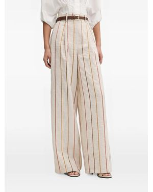 ViCOLO Pantalon Rayé À Design Plissé - Natural