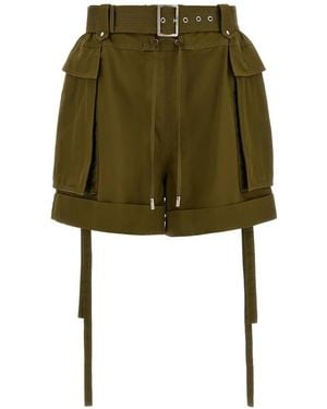 McQueen Bermudas Cargo Con Cinturón - Verde